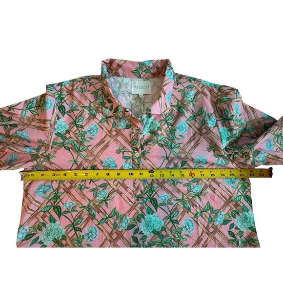 NWT Marigold By Victoria Dunn Pink Floral Print‎ Peasant Mini Shirt Dress Sz XL - Picture 7 of 11